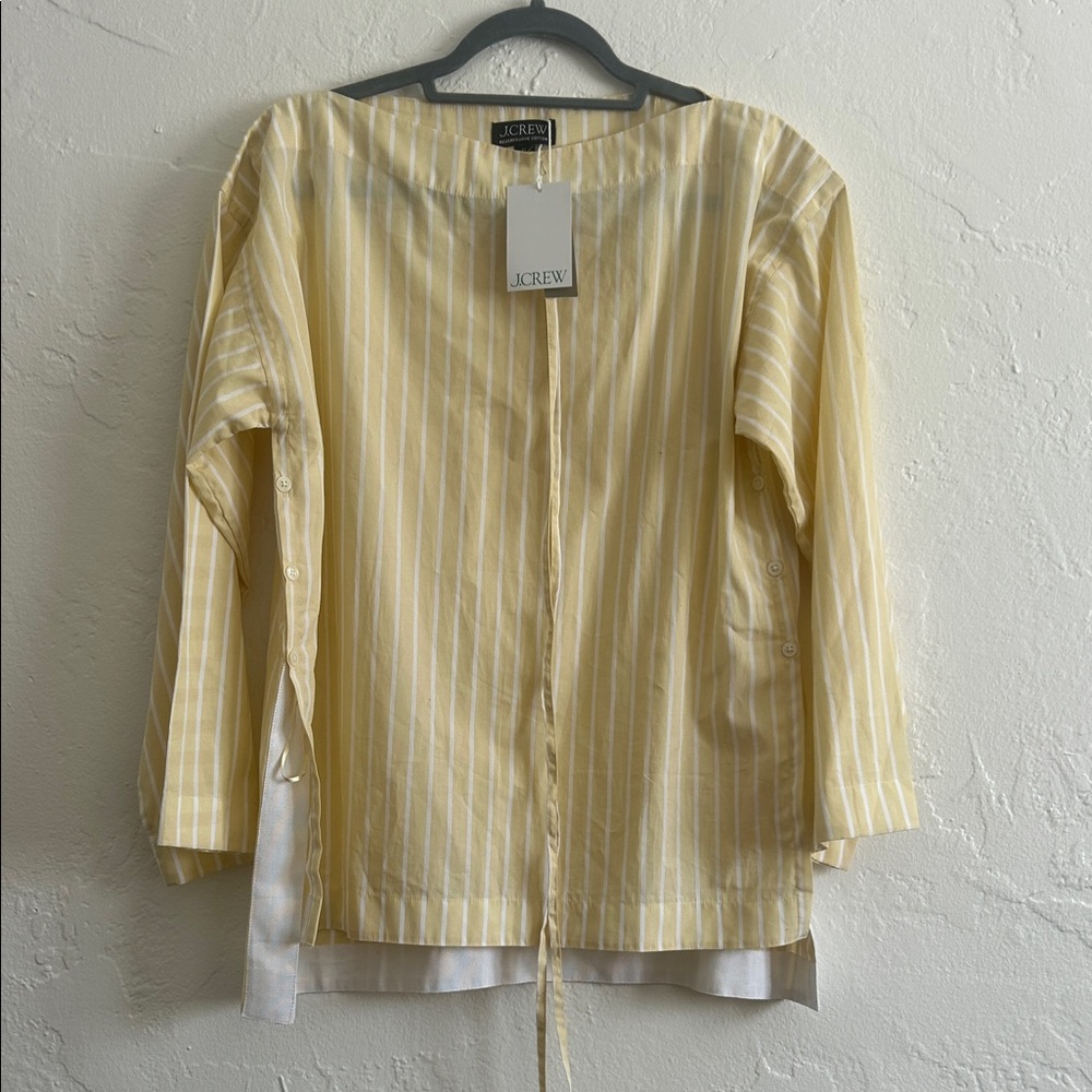 J. Crew Light Yellow and White Ciel Top